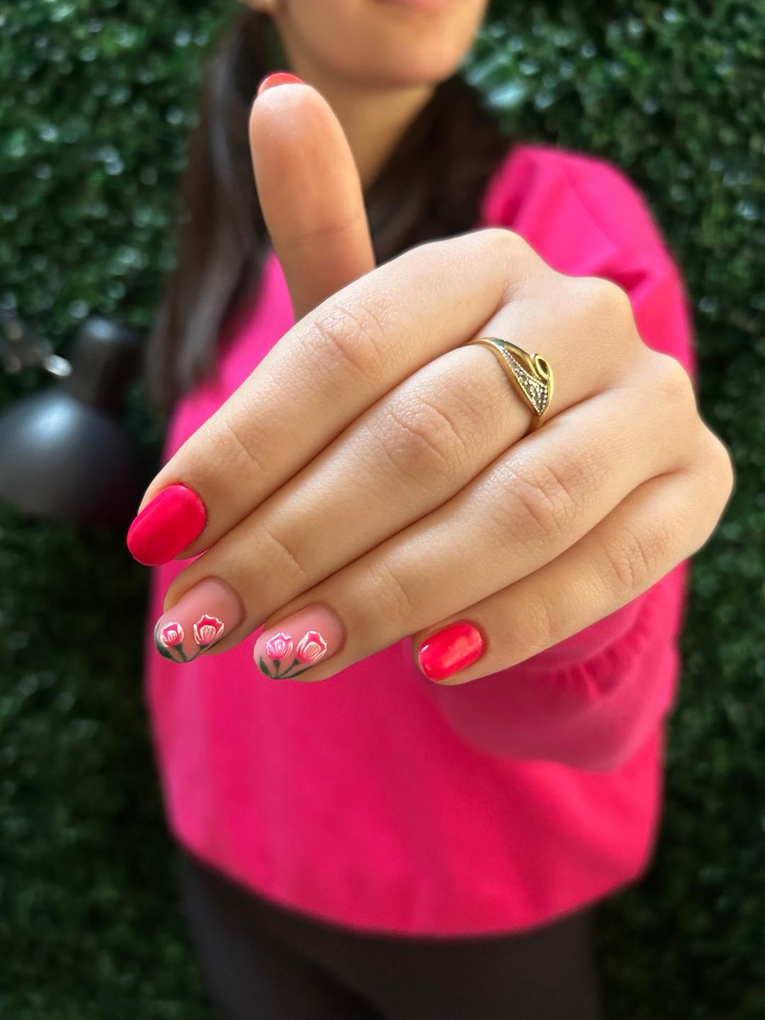 Close up of decorated nails